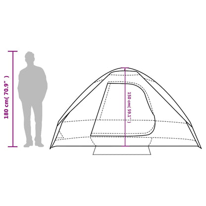 Zijaanzicht van de vidaXL koepeltent met hoogte-indicatie en afmetingen voor 4 personen.