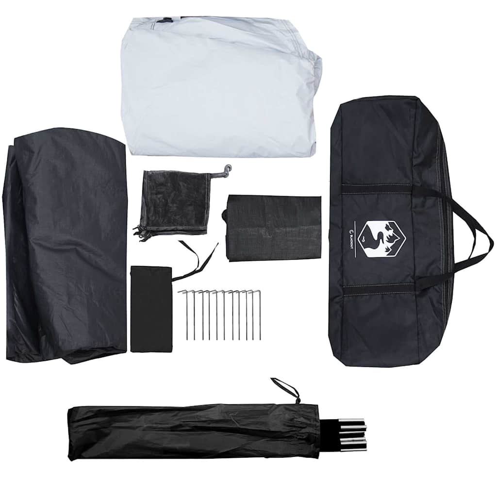 Detail van de accessoires en stokken van de vidaXL 6-persoons koepeltent.