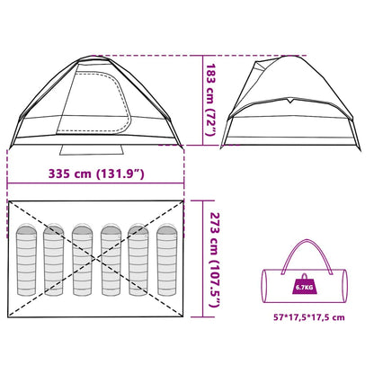 Detailtekening van de vidaXL koepeltent met afmetingen en ontwerpkenmerken.