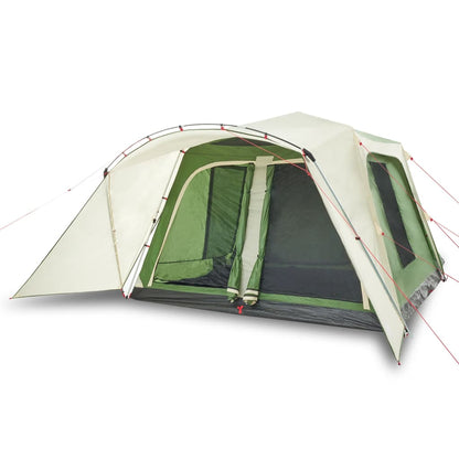 Detail van de vidaXL gezinstent met luifel, zijaanzicht met groene en beige kleuren.