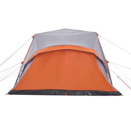 Detail van de vidaXL tent met grijze en oranje luifel, zijaanzicht met snelontgrendeling.