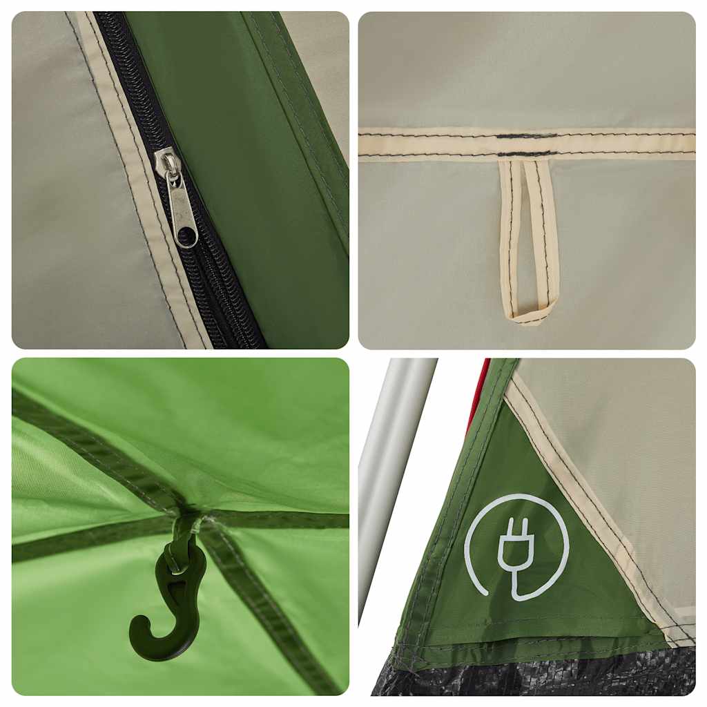 Detail van de snelontgrendelingsmechanisme en waterdichte naden van de vidaXL 4-persoons tent.