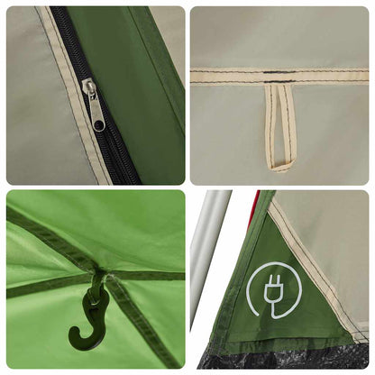 Detail van de snelontgrendelingsmechanisme en waterdichte naden van de vidaXL 4-persoons tent.