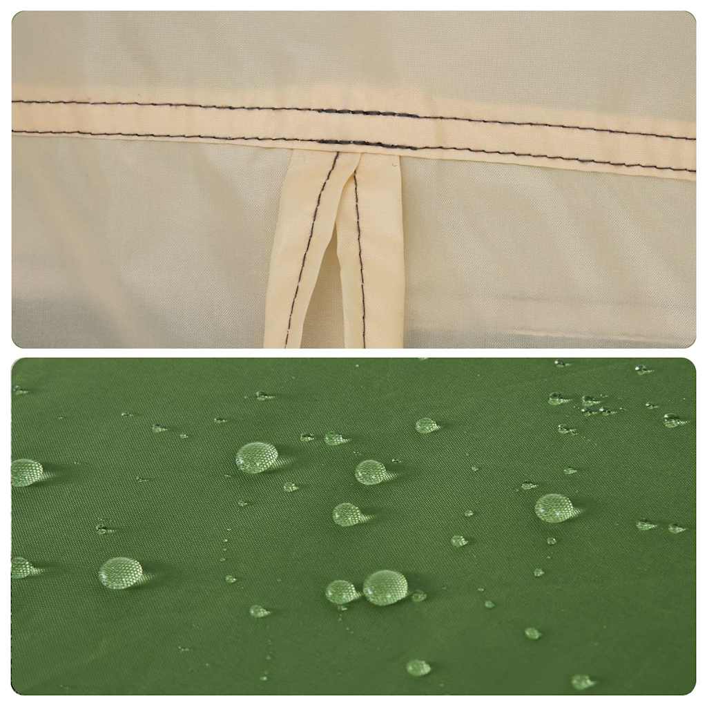 Detail van de waterdichte stof met druppels op de groene vidaXL kampeertent.