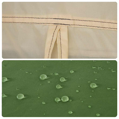 Detail van de waterdichte stof met druppels op de groene vidaXL kampeertent.