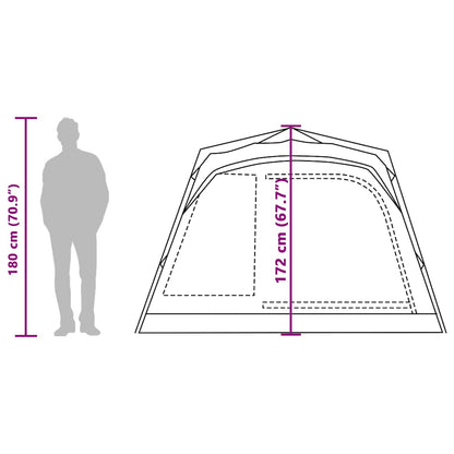 Detail van de afmetingen van de vidaXL 4-persoons kampeertent met snelontgrendeling.
