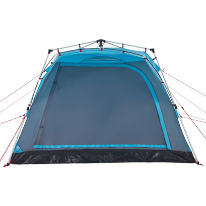 Detail van de blauwe vidaXL kampeertent met snelontgrendelingssysteem en ventilatierooster.