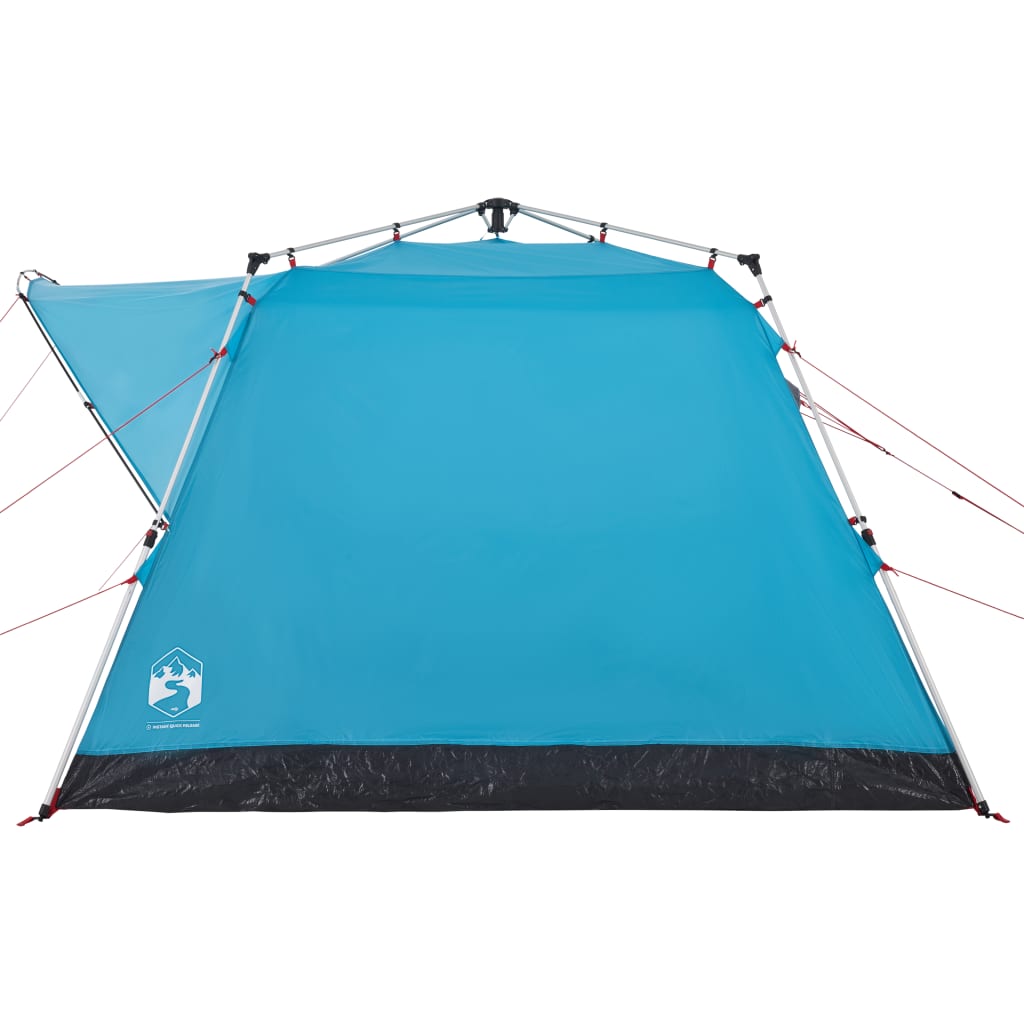 Detail van de blauwe vidaXL 4-persoons kampeertent met snelontgrendeling en ventilatieflap.