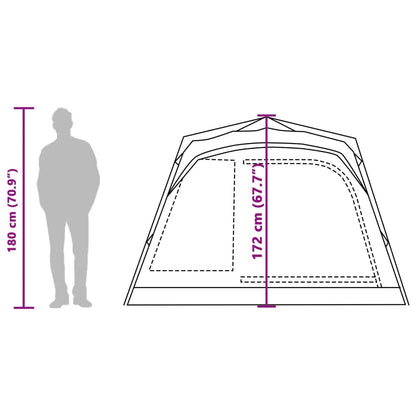 Detail van de afmetingen van de vidaXL 4-persoons kampeertent met snelontgrendeling.