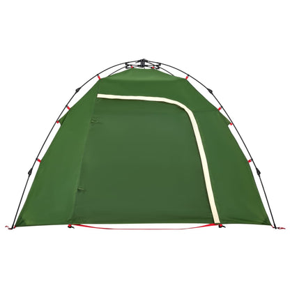 Detail van de groene vidaXL koepeltent met een open ingang en snelspansysteem.