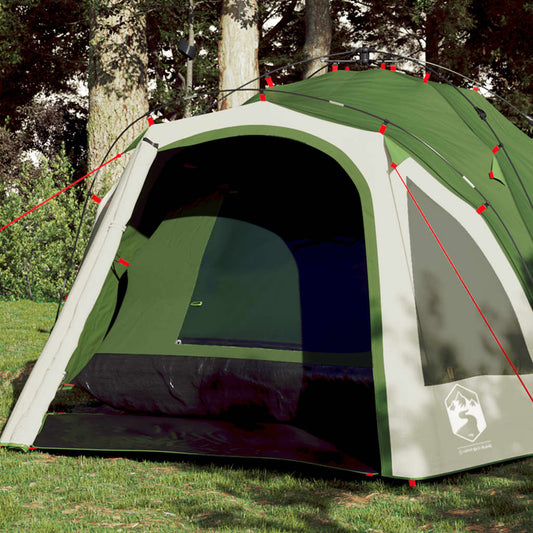 Groene vidaXL koepeltent voor 3 personen met snelontgrendeling, zijaanzicht.