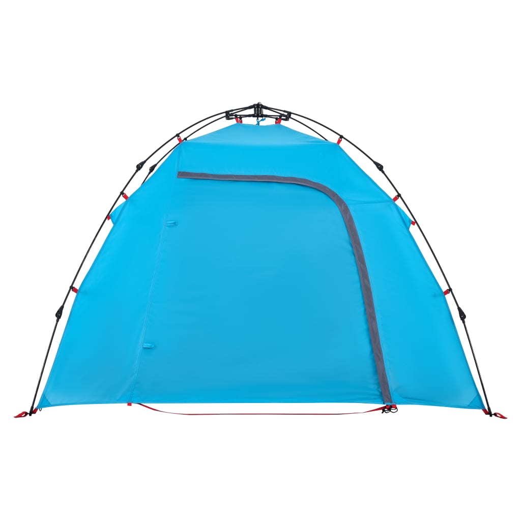 Detail van de vidaXL koepeltent in blauw, met een zijaanzicht van de ingang.