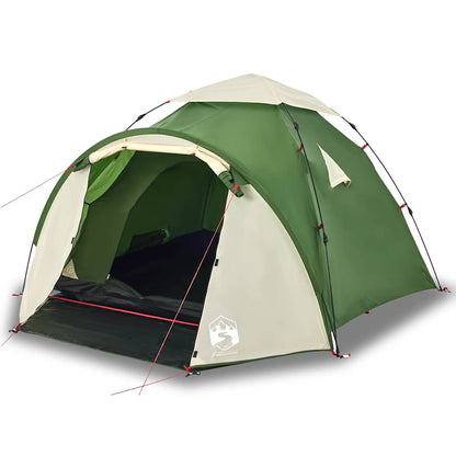 Detail van de vidaXL koepeltent in groen met open ingang en waterdichte stof.