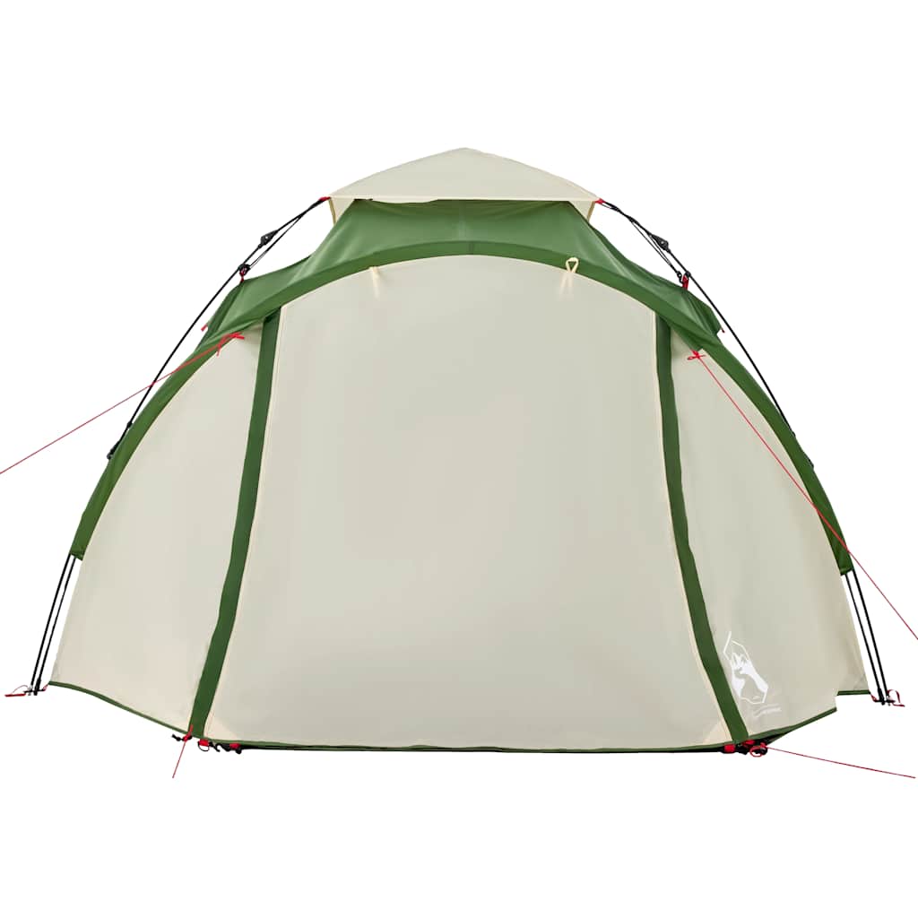 Detail van de groene vidaXL koepeltent met snelontgrendeling, zijaanzicht.