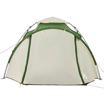 Detail van de groene vidaXL koepeltent met snelontgrendeling, zijaanzicht.