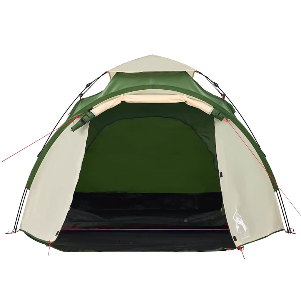 Detail van de groene vidaXL koepeltent met open ingang en waterdichte voering.