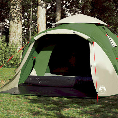 Koepeltent vidaXL 3-persoons in groen met snelontgrendeling, zijaanzicht in de natuur.