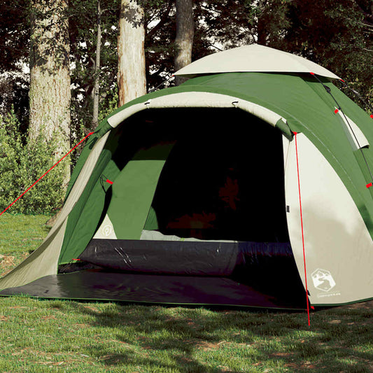 Koepeltent vidaXL 3-persoons in groen met snelontgrendeling, zijaanzicht in de natuur.