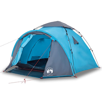 Detail van de vidaXL koepeltent in blauw met snelontgrendeling, zijaanzicht.