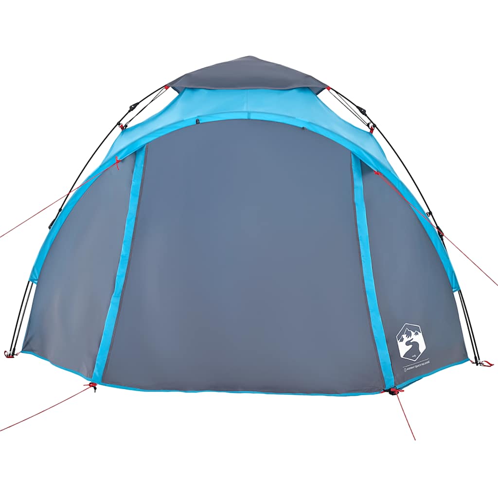 Detail van de vidaXL koepeltent met blauw-grijze buitenzijde en snelspansysteem.