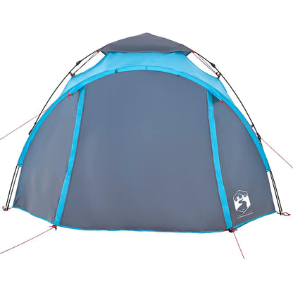 Detail van de vidaXL koepeltent met blauw-grijze buitenzijde en snelspansysteem.