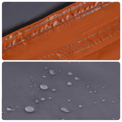 Detail van de waterdichte stof van de vidaXL koepeltent in grijs en oranje.