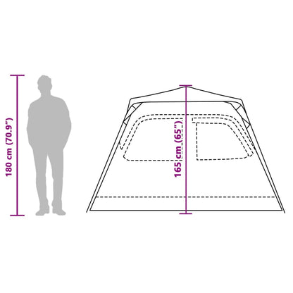 Zijaanzicht van de vidaXL koepeltent met afmetingen en hoogte-informatie.