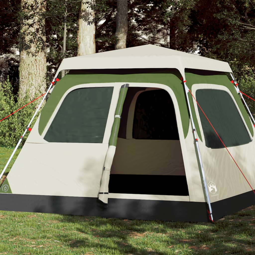 vidaXL koepeltent voor 4 personen in groen met snelontgrendeling, zijaanzicht in de natuur.