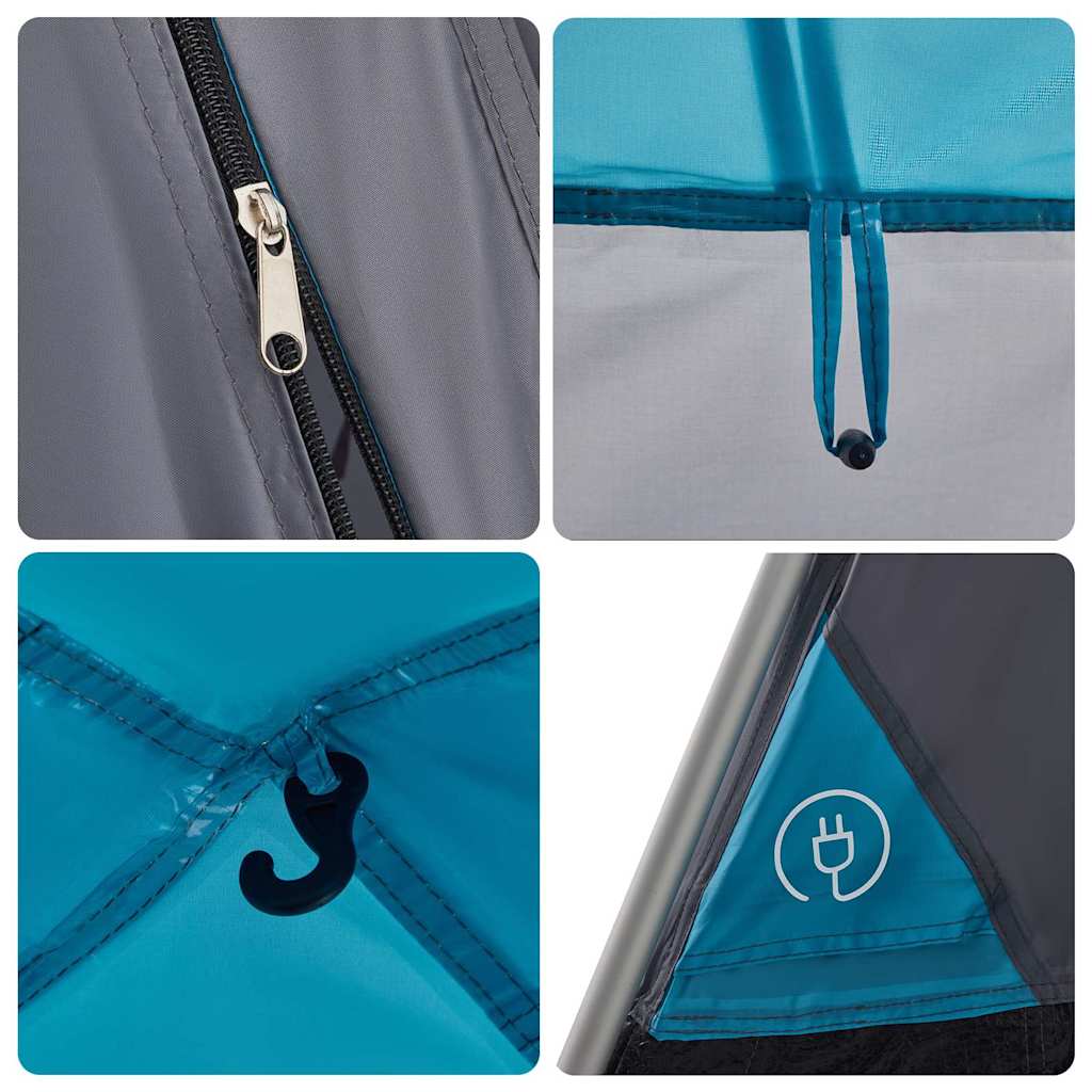 Detail van de rits en bevestigingspunten van de vidaXL koepeltent in blauw.