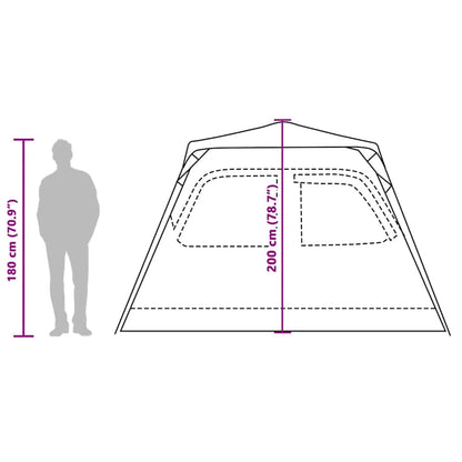 Zijaanzicht van de vidaXL koepeltent met afmetingen en details van het ontwerp.