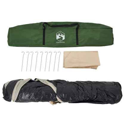 Groene vidaXL koepeltent met draagtas, haringen en tentdoek, bovenaanzicht.
