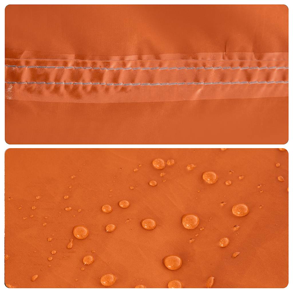 Detail van de waterdichte oranje stof met getapete naden van de vidaXL koepeltent.