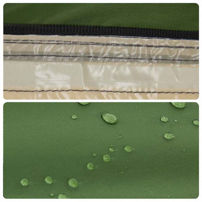 Detail van de waterdichte stof van de vidaXL koepeltent met druppels op de groene buitenkant.