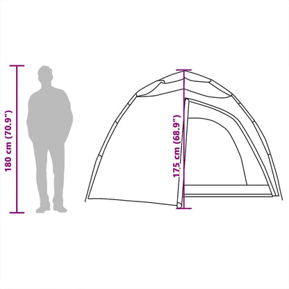 Zijaanzicht van de vidaXL koepeltent met afmetingen en ingang, geschikt voor 4 personen.