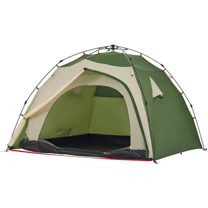 Detail van de vidaXL koepeltent in groen, met open ingang en waterdichte vloer.