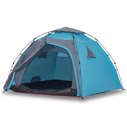 Zijaanzicht van de vidaXL koepeltent in blauw met open ingang.