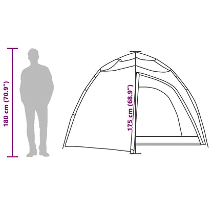 Zijaanzicht van de vidaXL koepeltent met afmetingen en toegangspunt.