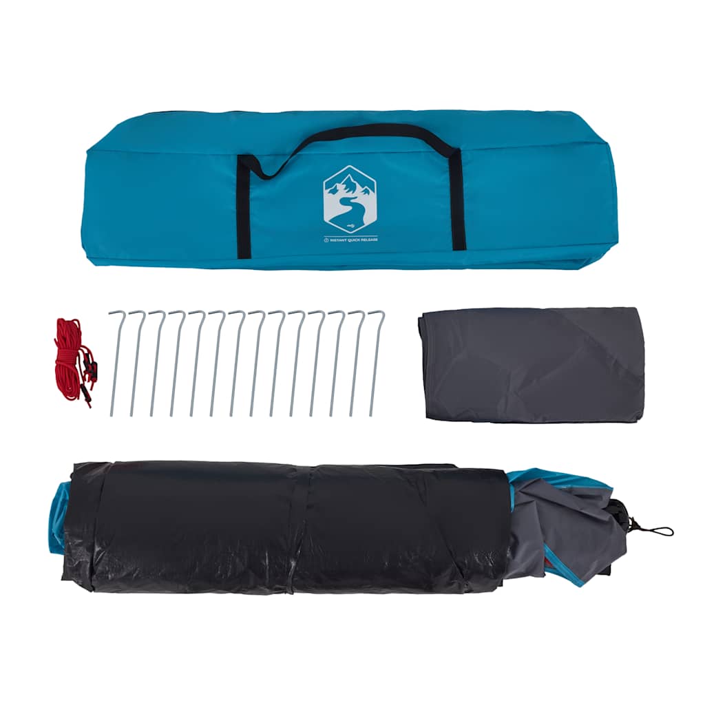 Detail van de vidaXL koepeltent met accessoires, inclusief haringen en opbergtas.