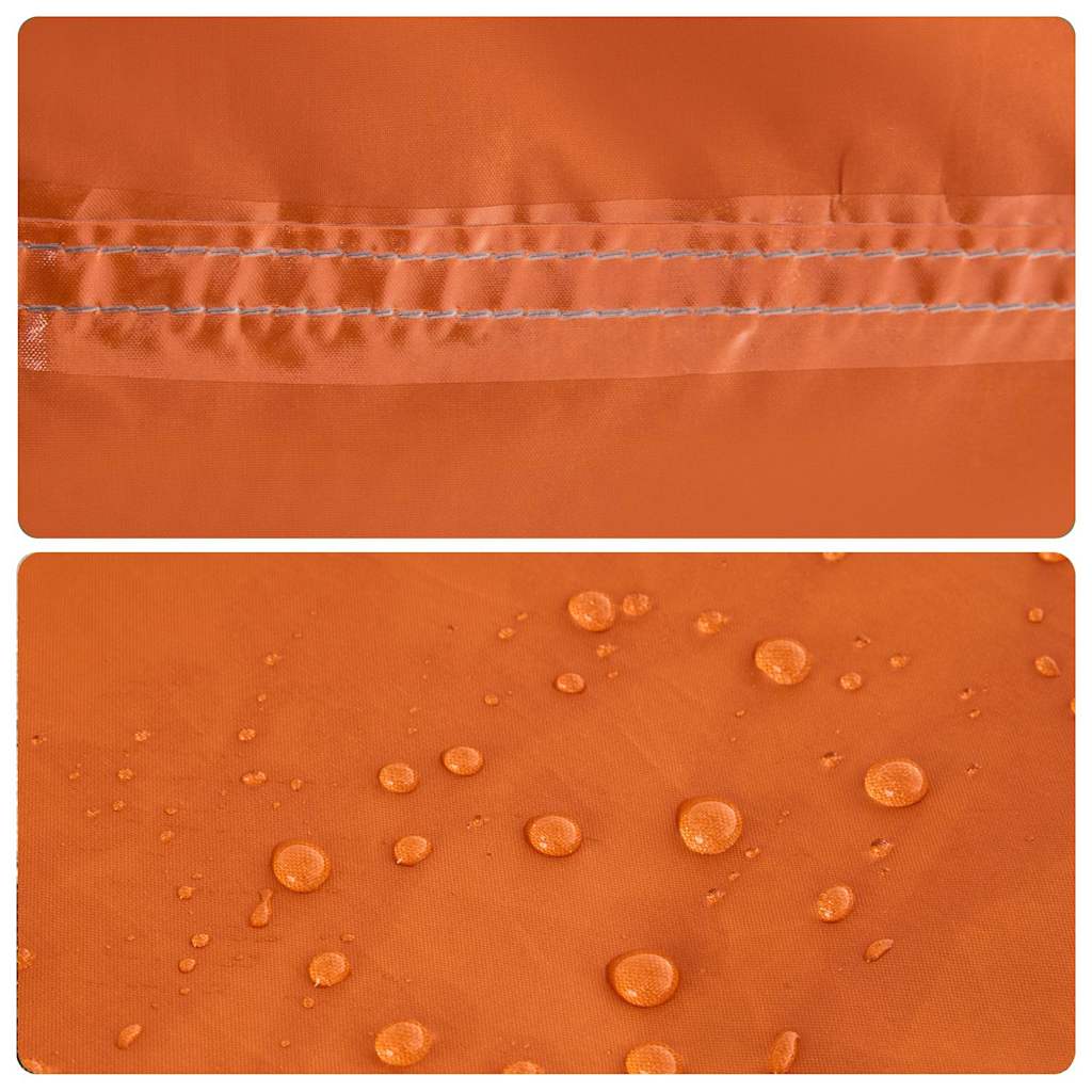 Detail van de waterdichte stof met getapete naden van de vidaXL koepeltent in oranje.