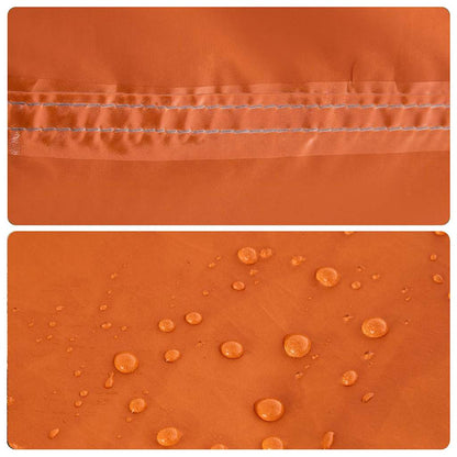 Detail van de waterdichte stof met getapete naden van de vidaXL koepeltent in oranje.