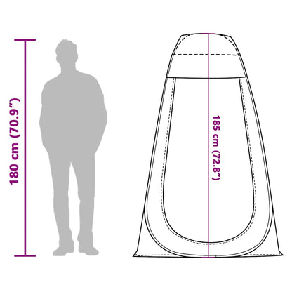 Detail van de vidaXL privacytent met afmetingen en zijaanzicht van de tent.