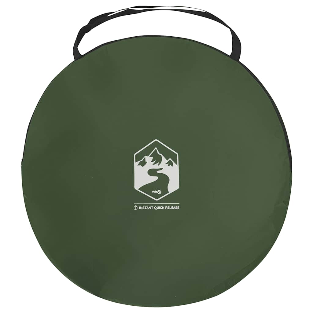 Detail van de opbergtas van de vidaXL privacytent in groen, met handvat en logo.