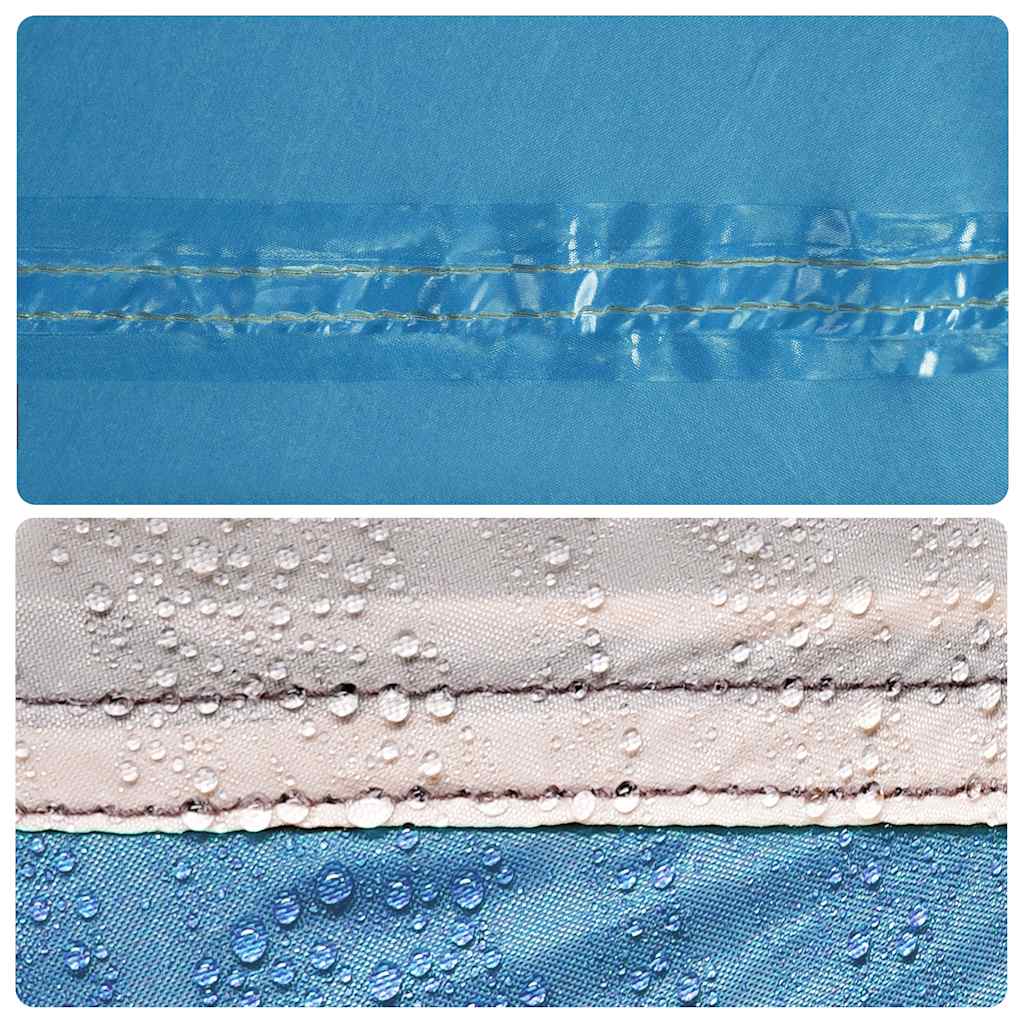 Detail van de waterdichte stof van de vidaXL privacytent in blauw met druppels.