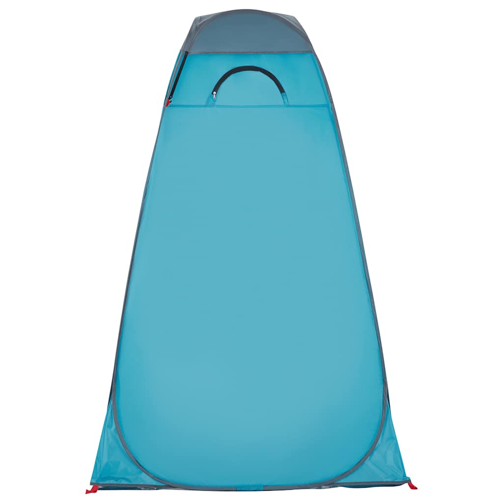 Zijaanzicht van de blauwe vidaXL pop-up privacytent met een waterdichte bovenkant.