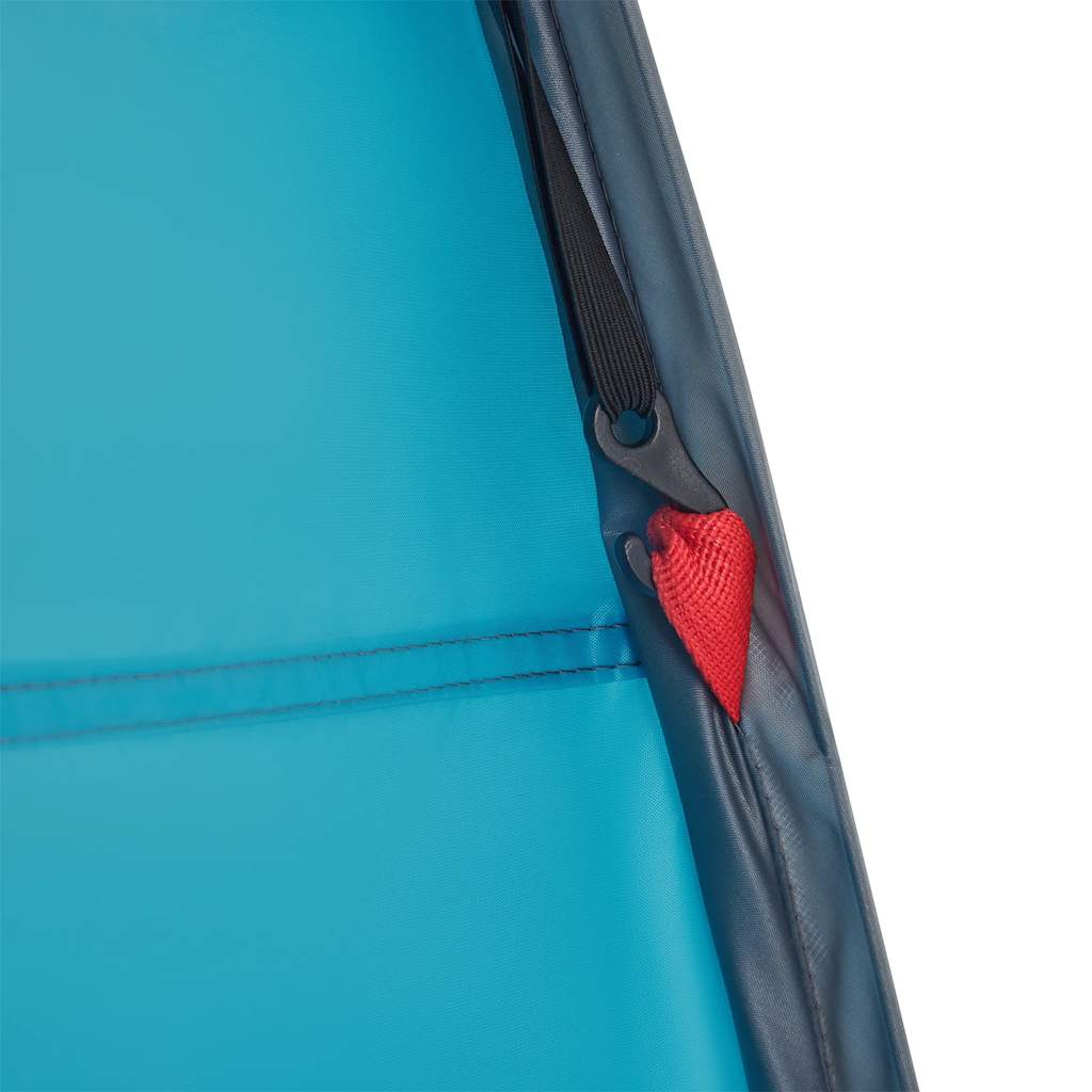 Detail van de blauwe vidaXL privacytent met waterdichte rits en bevestigingslus.