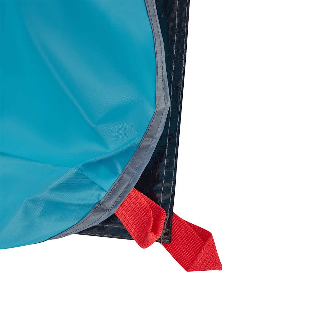 Detail van de blauwe vidaXL privacytent met een waterdichte rand en bevestigingsriem.