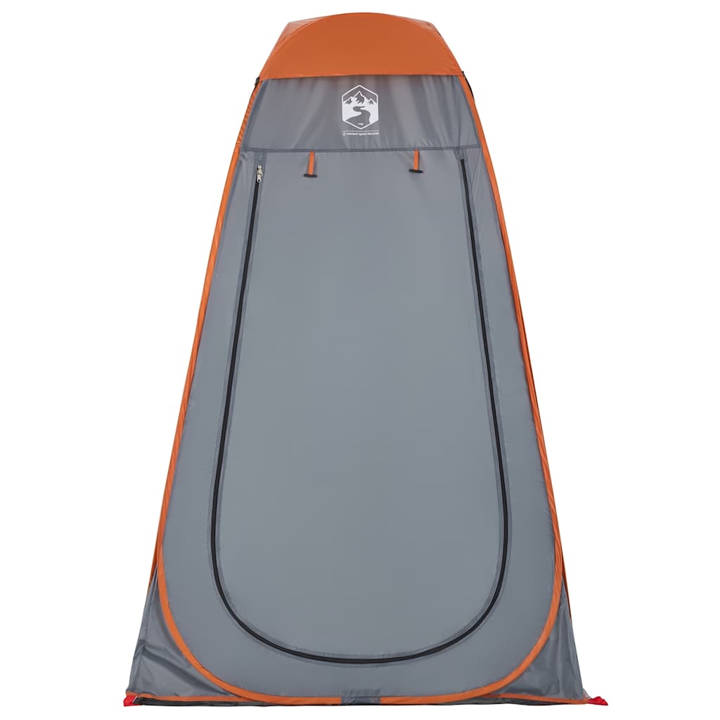 Detail van de grijs en oranje vidaXL privacytent met pop-up ontwerp, zijaanzicht.
