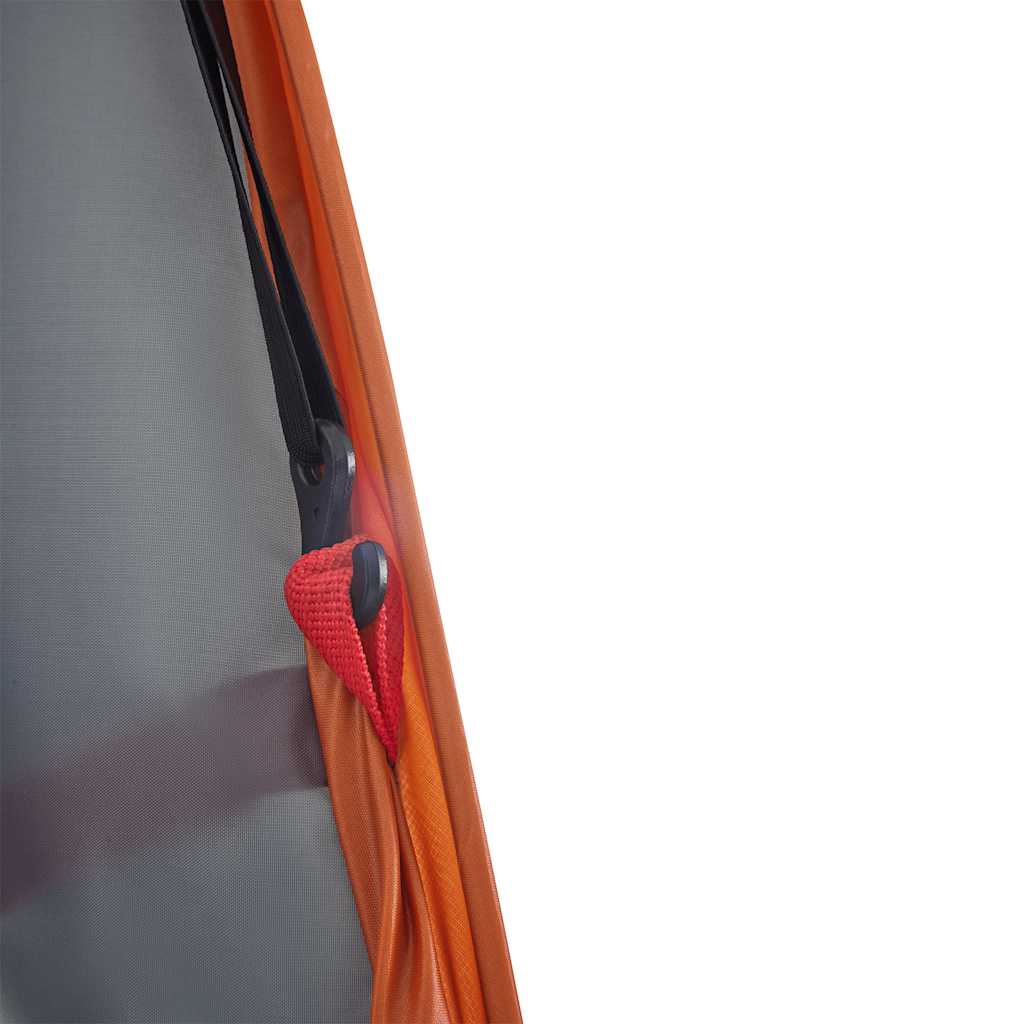 Detail van de oranje rits en bevestigingslus van de vidaXL privacytent.