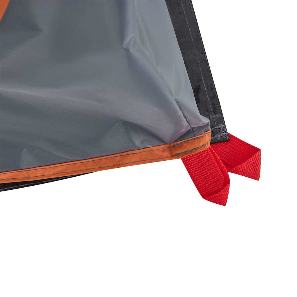 Detail van de waterdichte onderrand van de vidaXL privacytent in grijs en oranje.