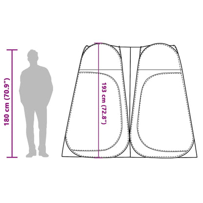 Detail van de vidaXL Privacytent met afmetingen en zijaanzicht van de tent.